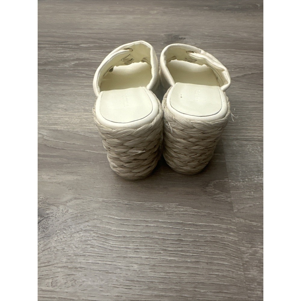 Vince Womens Gilian Sandals Espadrille Wedge Heel Slides White Leather 9.5m View 4